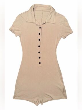 Shein Women's XS Beige Buttoned Romper